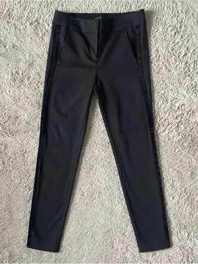 Ann Taylor Loft Velvet Stripe Tuxedo Pants Black Skinny Size 2 Career